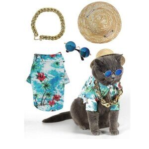 Hawaiian Pet Costume Cat Sunglasses Funny Dog Costume Size XL